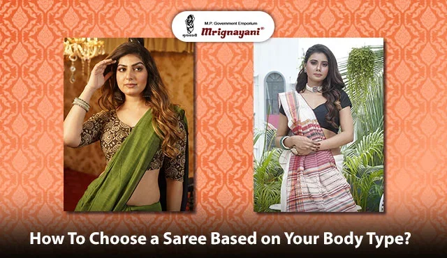 Two Indian women wearing green and white sarees, showcasing elegant ethnic styles for different body types.